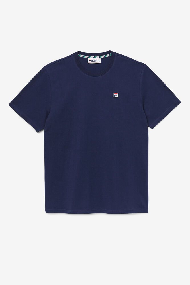 Fila T-Shirt Mens Navy - Edgecumbe Short Sleeve - Philippines 5096138-IT